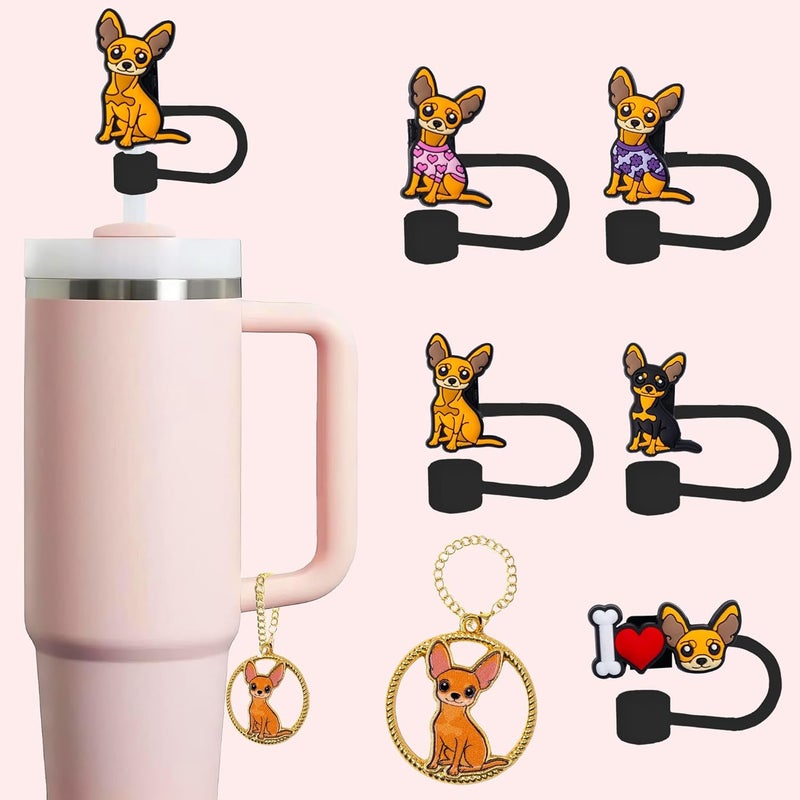 TSIMPLE Chihuahua Straw Topper, 10mm (0.4in) Cute Dog Straw Topper, Covers for Stanley Cup - Chihuahua Accessories, Decor, Stuff, Things, Birthday Decoration, Gifts for Lovers, Women, Kids, Girls - Image 1